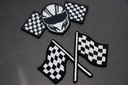 Skull & Racing Checkered Flag Iron On