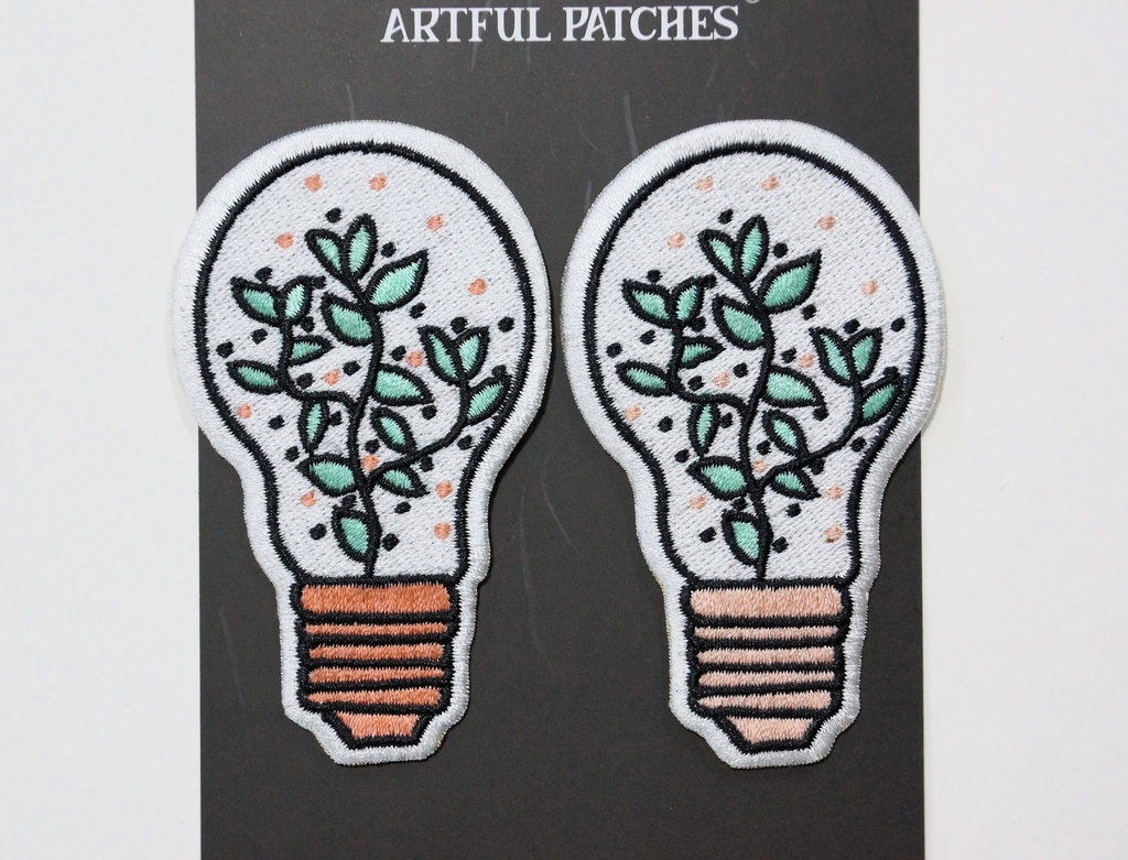Flower In Light Bulb Iron On Patch 