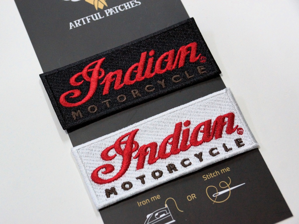 Indian Motorcycle White & Black Emblem Iron On