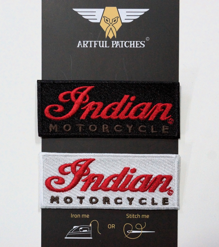 Indian Motorcycle White & Black Emblem Iron On