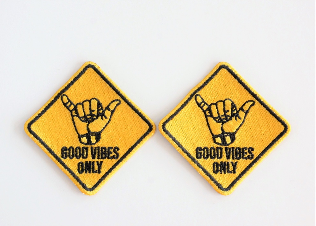 Good Vibes Only Patch Shaka Hand Embroidered Iron On