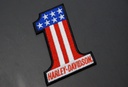 Harley Davidson Iron On - Number One With American Flag 