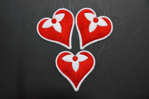 Red Heart With Flower Patch Iron On 