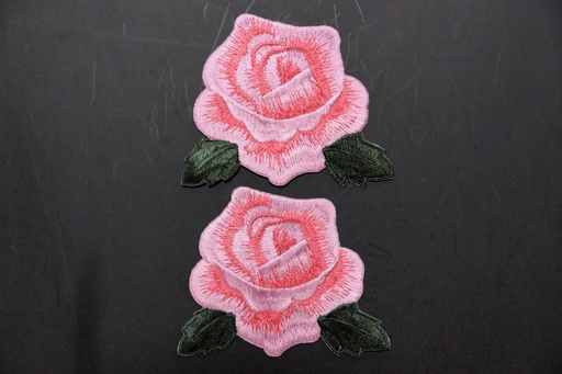 Pink Rose Embroidered Patch Iron On